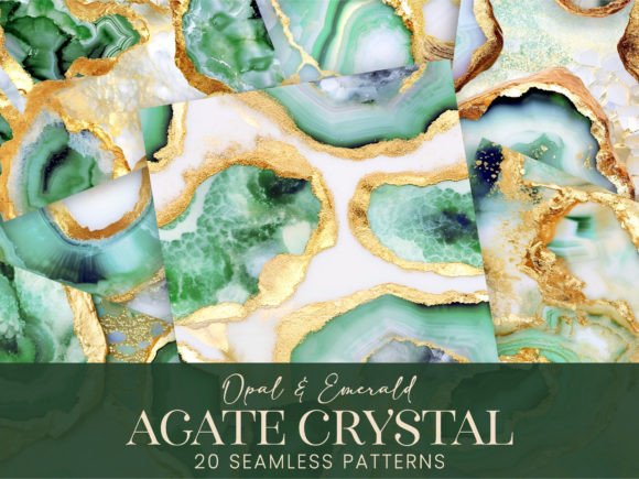 Agate Crystal Emerald Gold Opal Gemstone: A Versatile Design Resource for Creators
