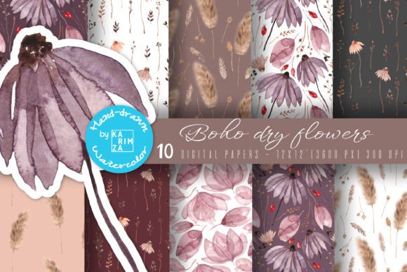 BOHO Fall Wildflowers Seamless Patterns