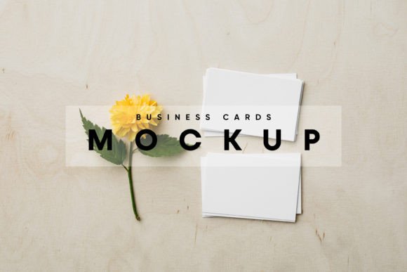 Business Cards on Plywood Mockup