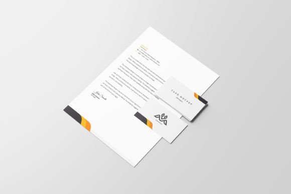 Business Cards with A4 Paper Mockup