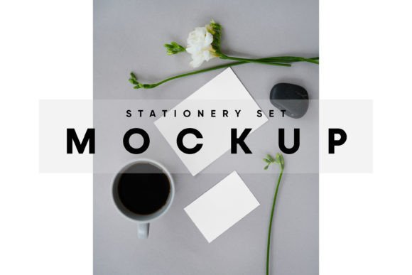 Business Cards with Plants Mockup