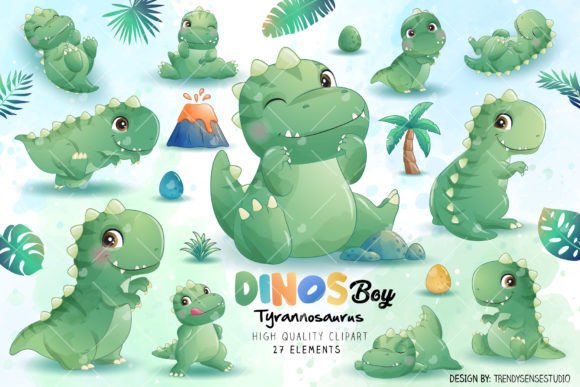 Dinosaur Tyrannosaurus Poses Clipart for Creative Projects