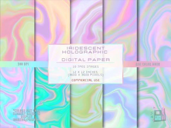 Iridescent Holographic Digital Paper for Creatives