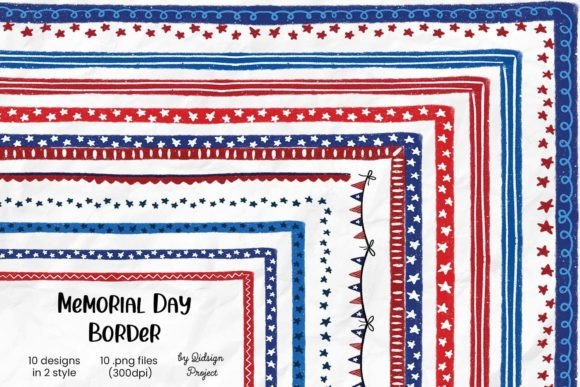 Memorial Day Border, Journal Border for Creative Projects
