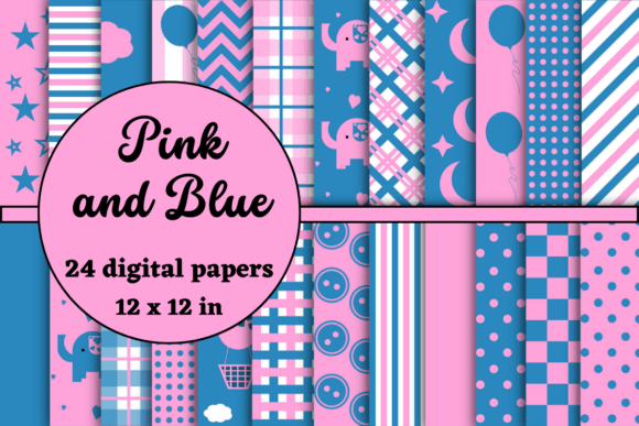 Pink and Blue Baby Digital Papers