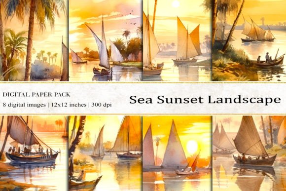 Sea Sunset Landscape Digital Papers: Elevating Creative Workflows with AI-Generated Art