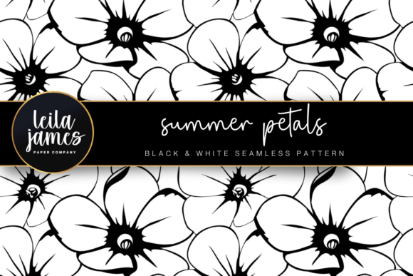 Summer Petals BW Seamless Floral Pattern