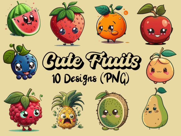 Sweet Faces Cute Fruits Illustrations: Bringing Joy to Your Visual Projects