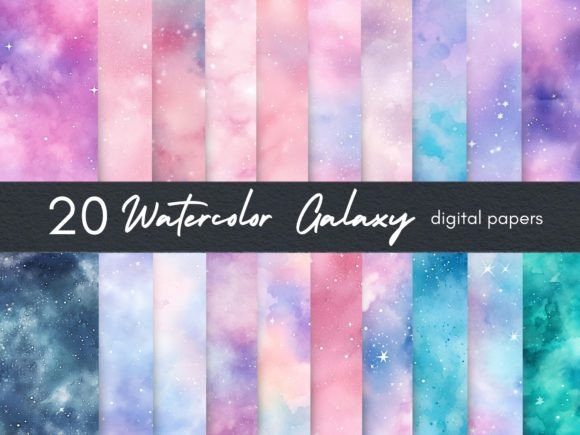 Watercolor Galaxy Seamless Digital Paper