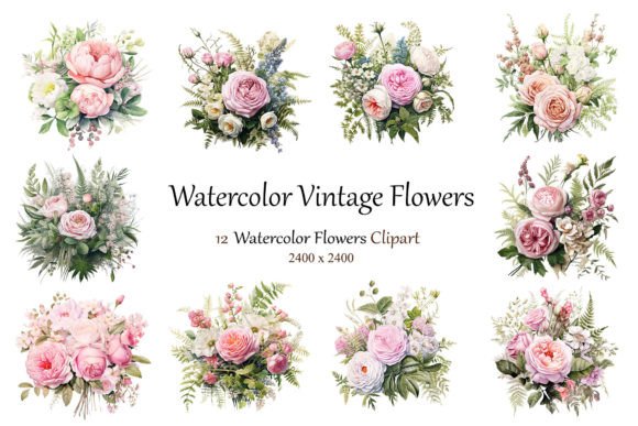 Watercolor Vintage Flowers Clipart: Bringing Timeless Charm to Your Creative Projects